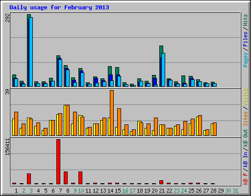 Daily usage for February 2013