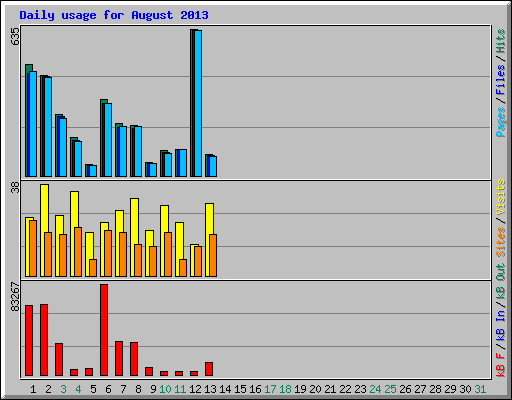 Daily usage for August 2013